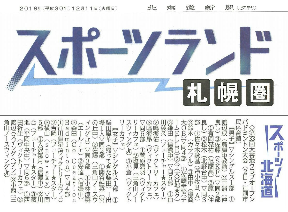 北海道新聞（夕刊、札幌版）